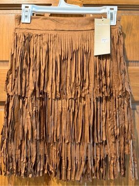NWT! Women’s Brown Fringe Tiered Skirt